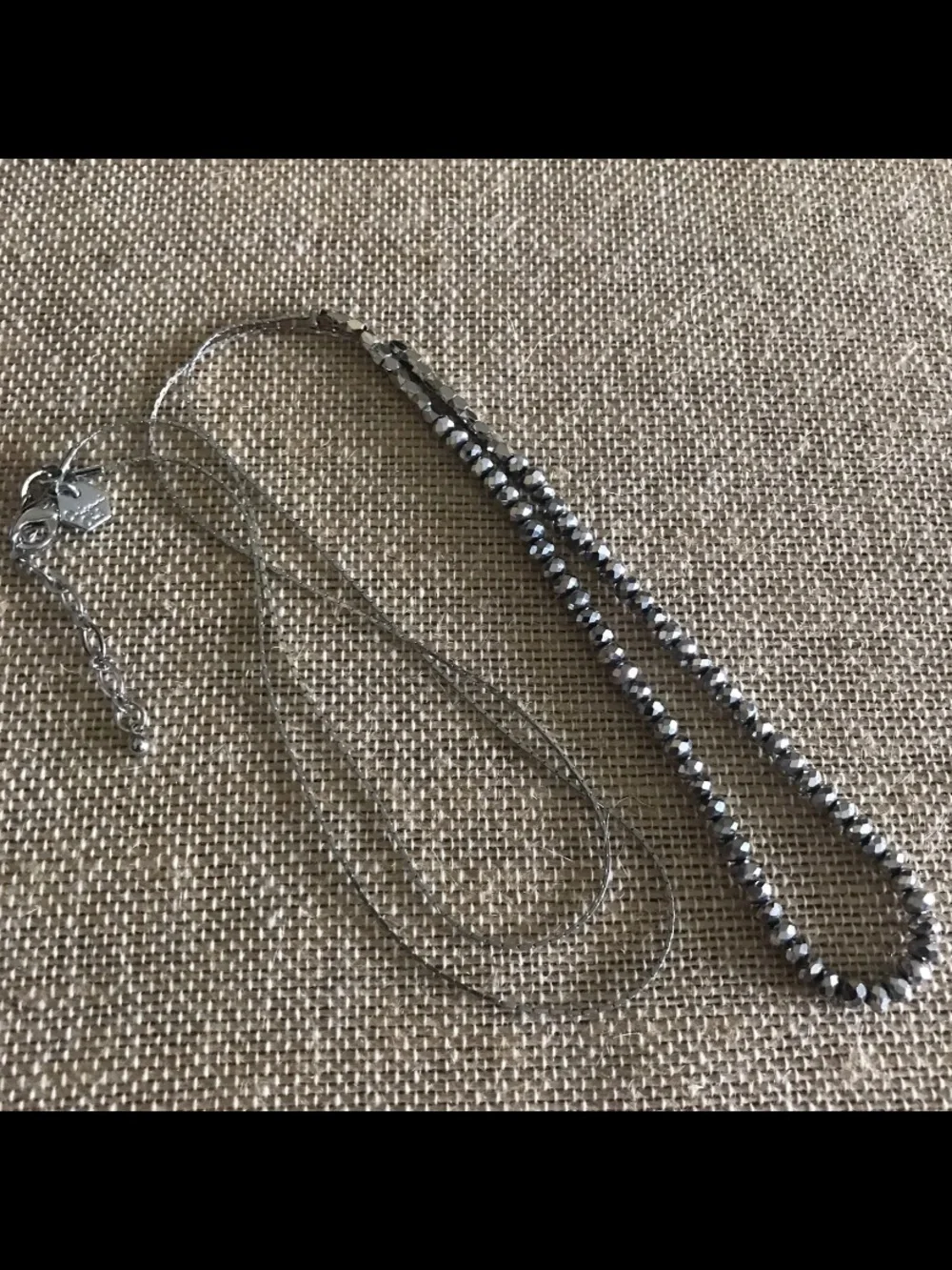 Origami Owl Silver Hematite Beaded Double-Strand Necklace 32”-34”